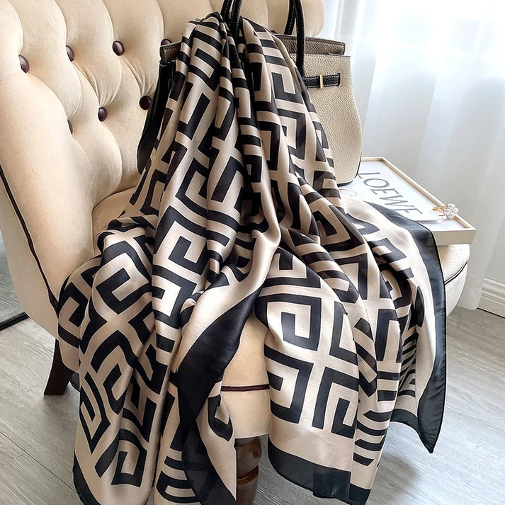 Exclusive 3-Piece Printed Scarf Bundle (Silken Scroll, Sheen & Leopard Lux Black)