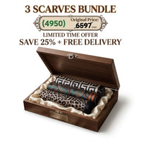 Exclusive 3-Piece Printed Scarf Bundle (Silken Scroll, Sheen & Leopard Lux Black)